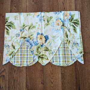 Waverly‎ Scalloped Layered Valance Floral Plaid Window Treatment 53X18.5